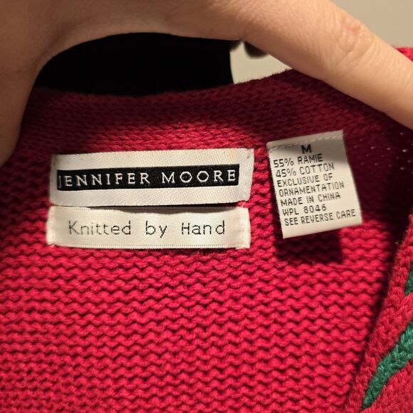Jennifer Moore Petites Ugly Christmas Sweater Vest Women's Medium Red Hand Knit - Picture 8 of 10